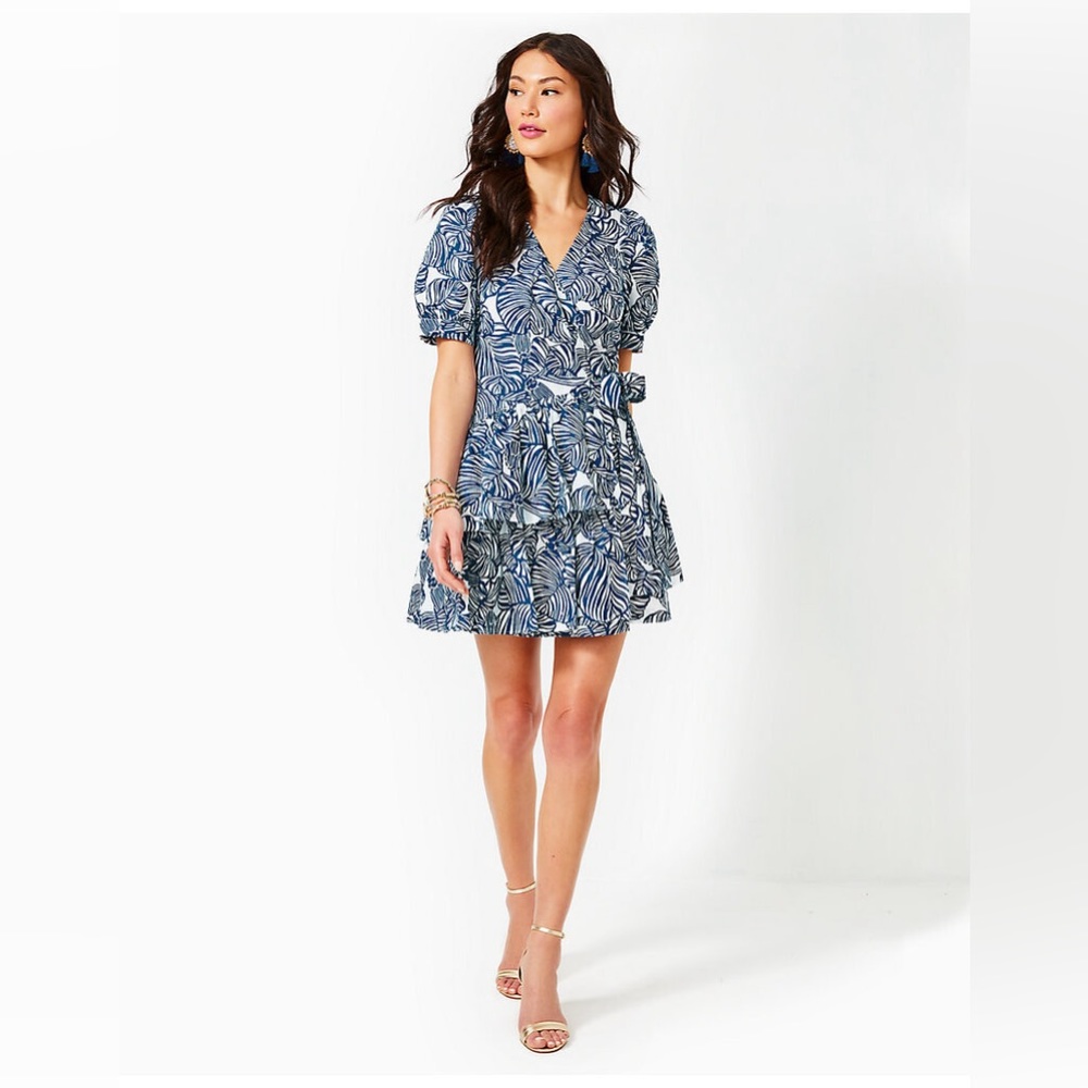 NWT Lilly Pulitzer Alexandria Elbow Sleeve Cotton Wrap Dress